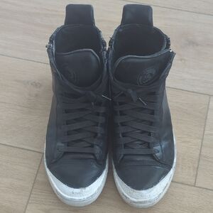 Diesel Black and White High-Top Sneakers